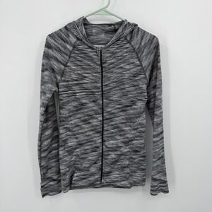 ATHLETA Women's Gray Space Dye Zip‎ Up Hoodie Jacket Size Medium Thumbholes